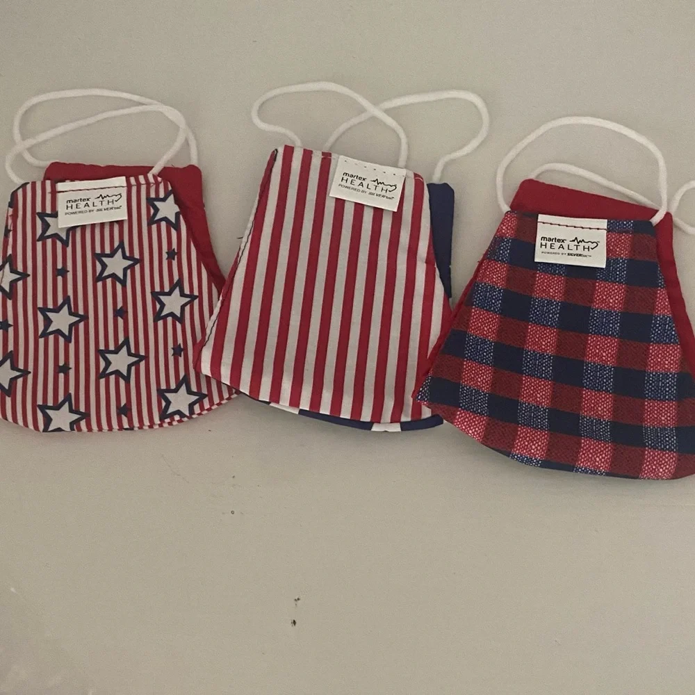 3PC Patriotic Star and Plaid Face Masks Set